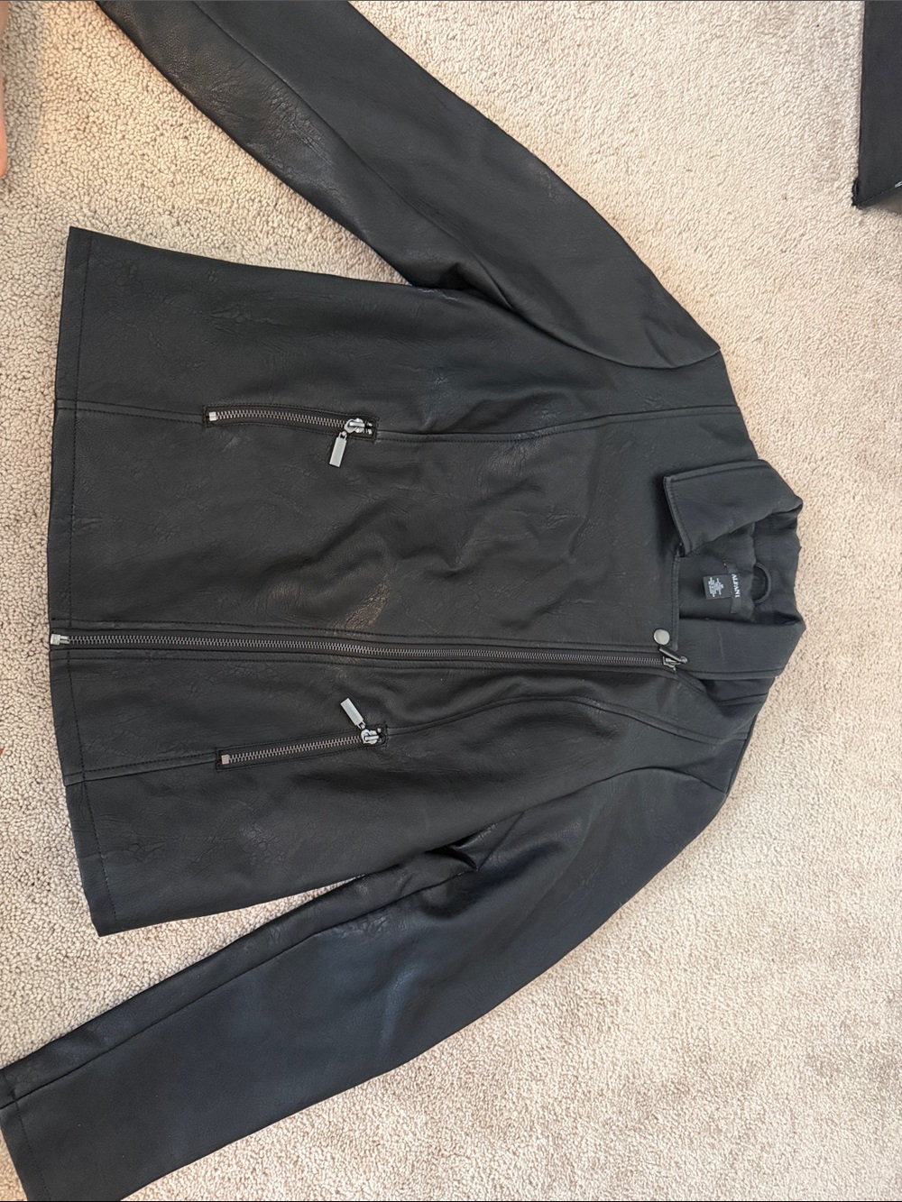 Alfani Black Women's Faux Leather Zip Jacket